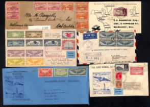 1939 (May) Pan Am First Transatlantic flight covers from New York to India (3), two reposted back to