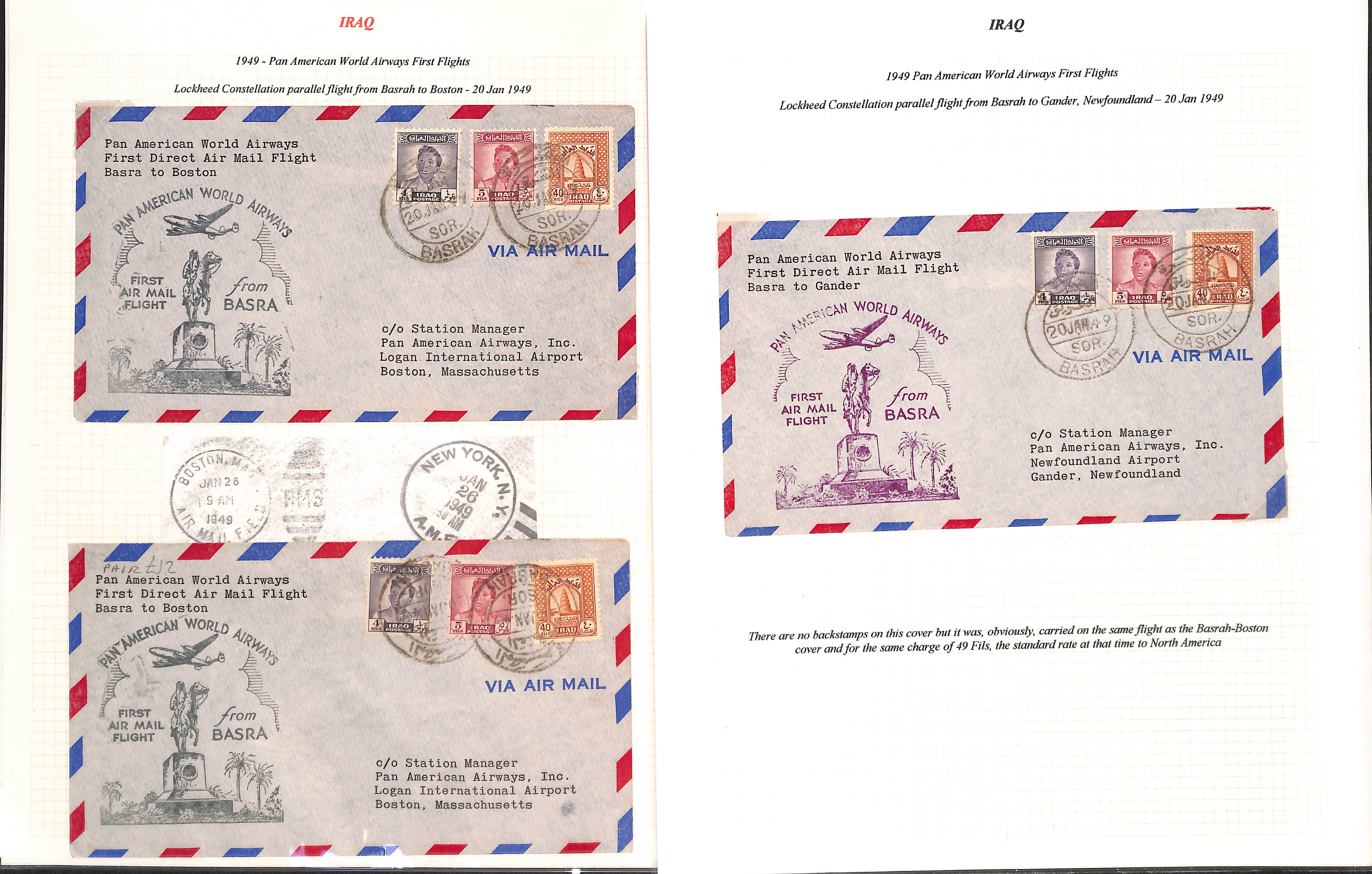 Air Mails. 1932-57 First flight covers from or to Baghdad or Basrah, including scarce 1932 (Oct 4) - Image 4 of 8