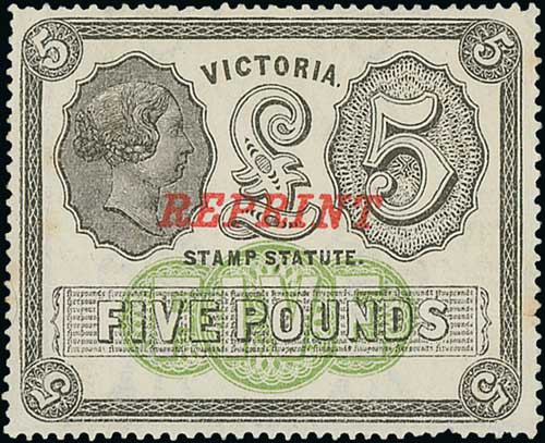 Victoria. 1891 Reprints of the 1852 Queen on throne 2d (perforated), 1859 1/-, 1865-67 1/- and - Image 2 of 2