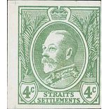 1934 Survey Dept. Essays, inscribed 4c, frames similar to the issued 4c stamp with the King shown in