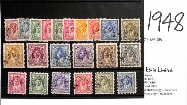 1930-39 1m - £P1 Set of sixteen and 1947 3m - 20m set of six all perfined "SPECIMEN", fine mint,