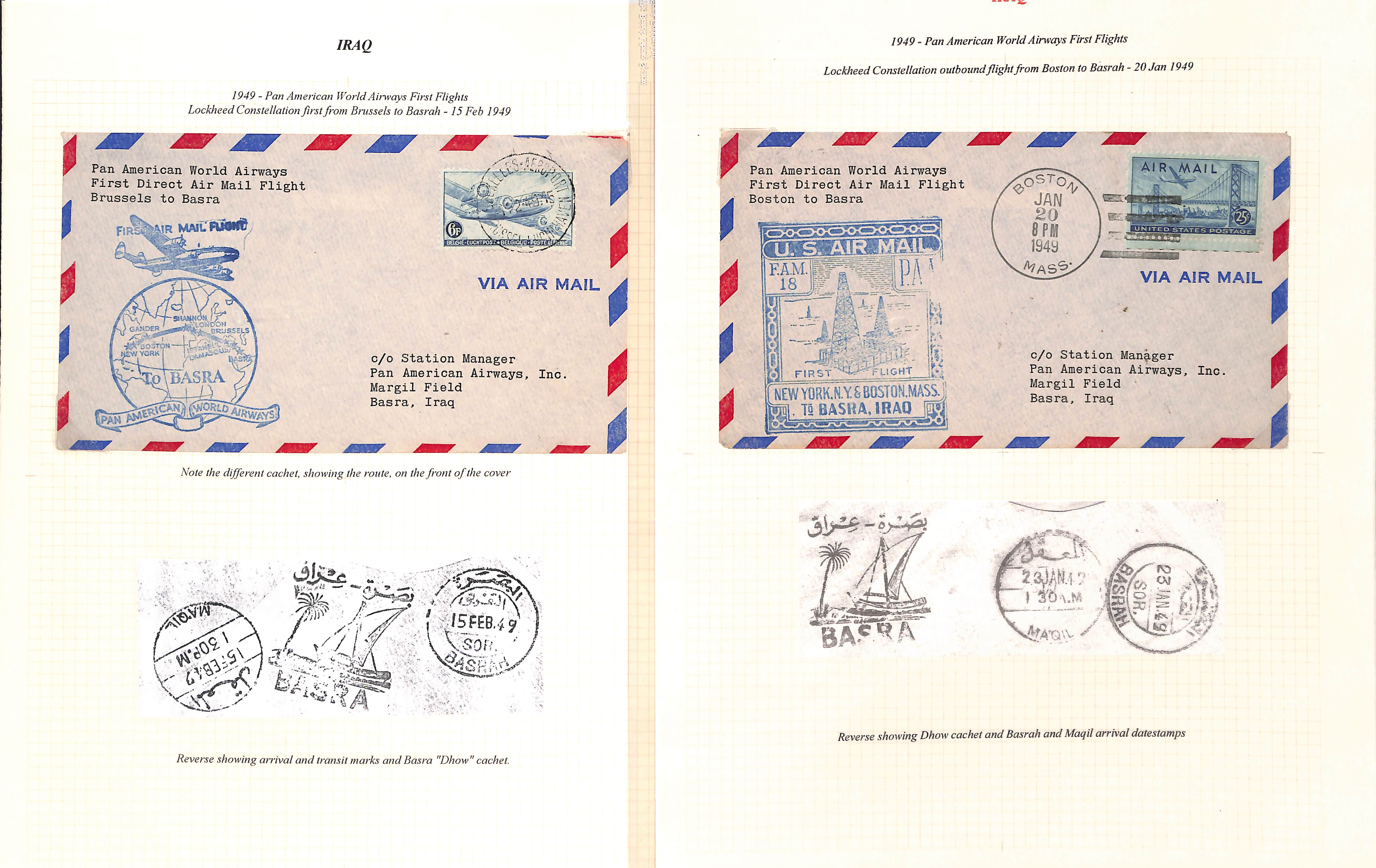 Air Mails. 1932-57 First flight covers from or to Baghdad or Basrah, including scarce 1932 (Oct 4) - Image 3 of 8