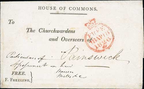 House of Commons. 1826 (Apr 18) Lettersheet with printed heading "HOUSE OF COMMONS" and "FREE / F.