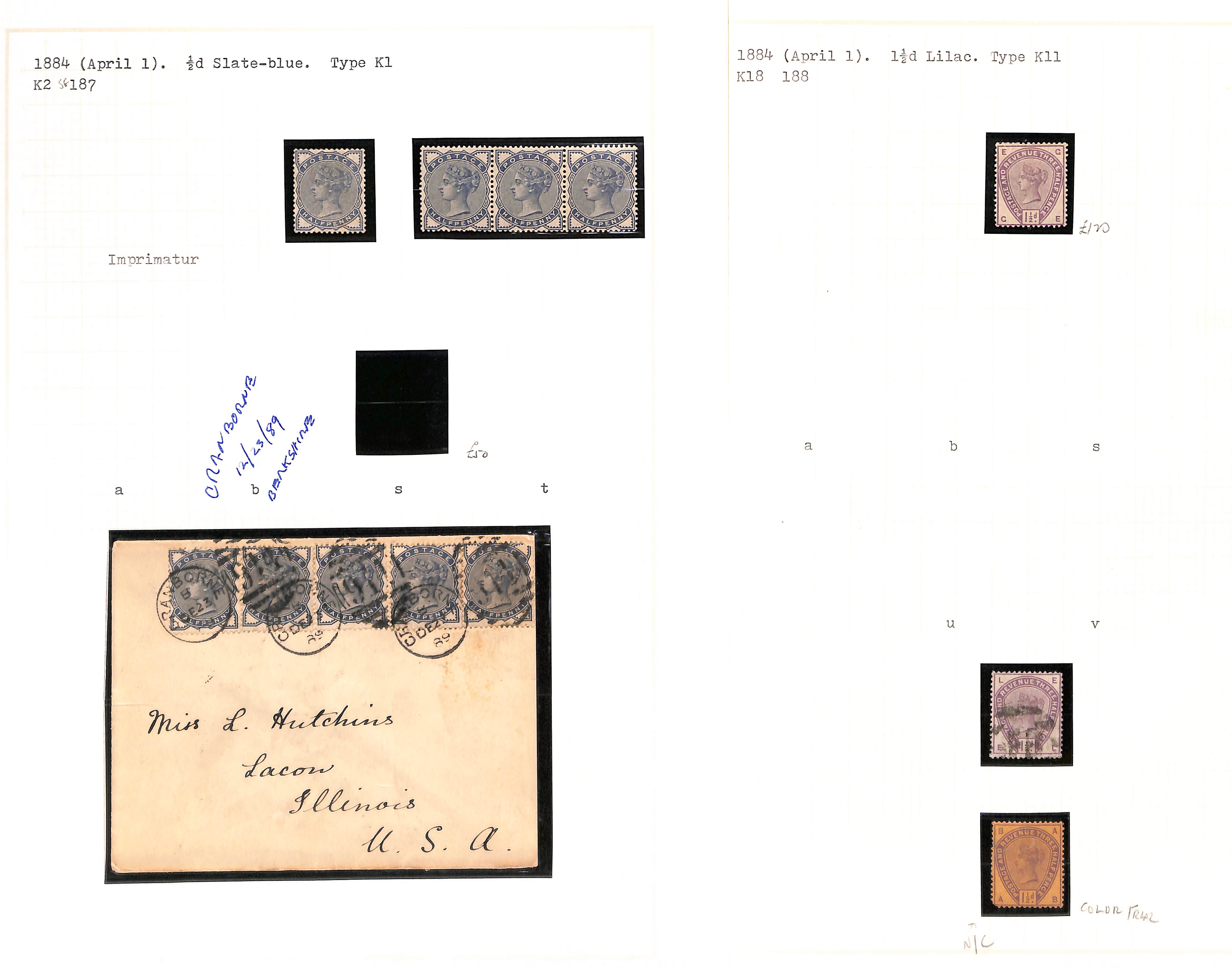 1841-1900 QV Stamps, mint and used selection including 1841 1d red with number in cross cancels ( - Image 7 of 20