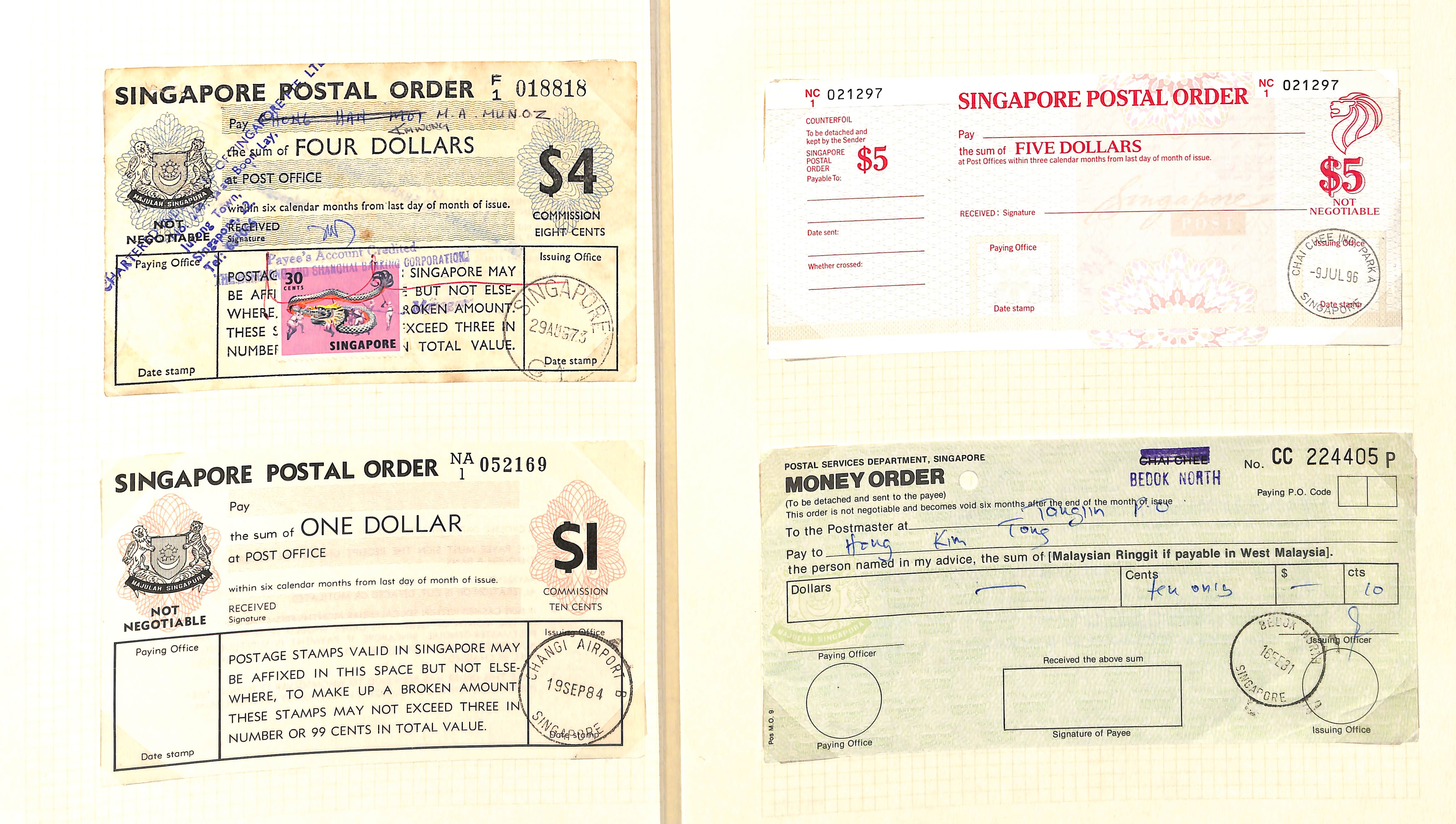 Postal Orders. 1973-84 Singapore or Malayan Postal Orders (14) and a Money Order, British Postal - Image 2 of 6