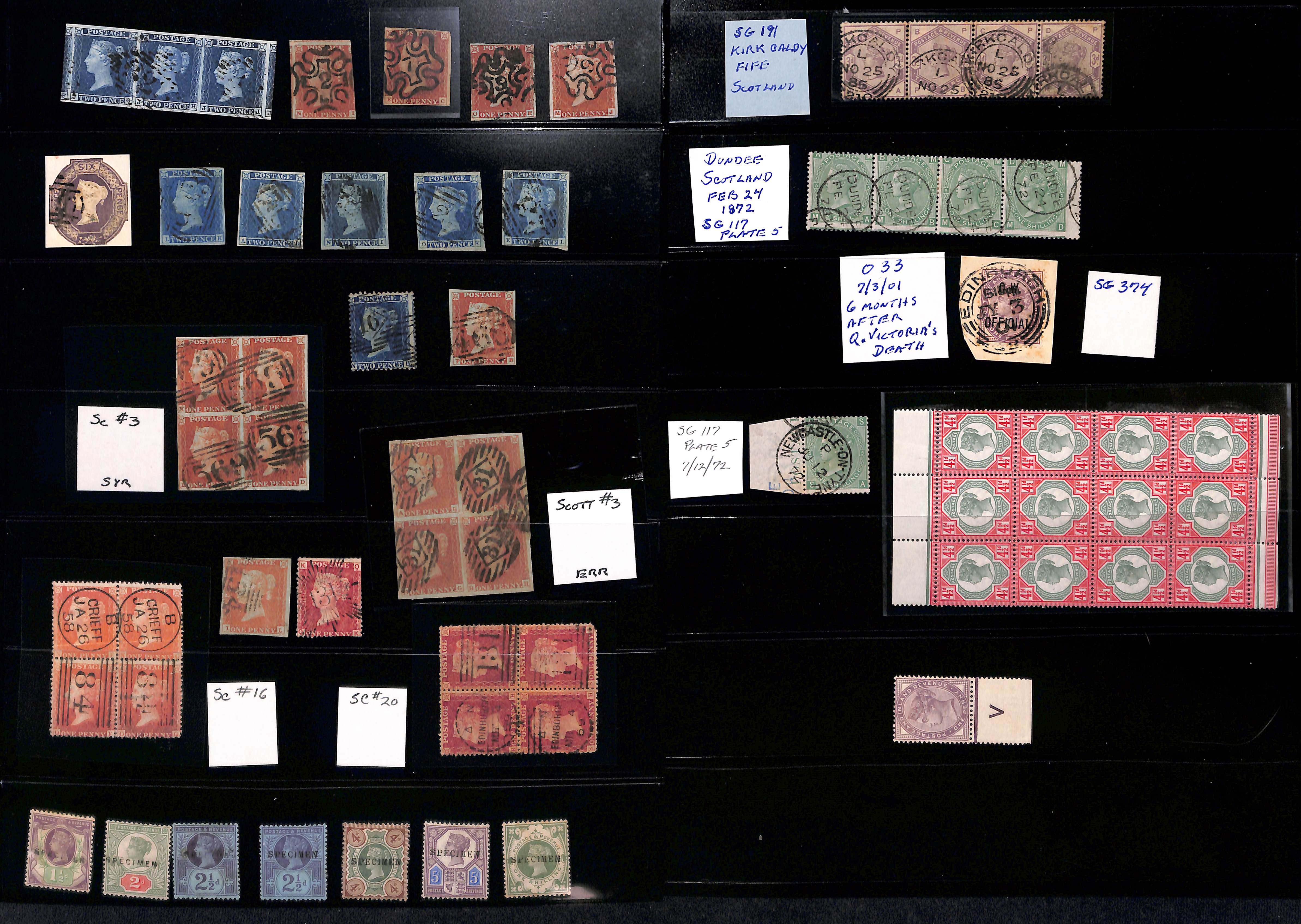 1841-1900 QV Stamps, mint and used selection including 1841 1d red with number in cross cancels (