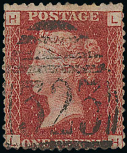 1864-79 1d Red, plate 225, fine used. S.G. £700. Photo on Page 6.