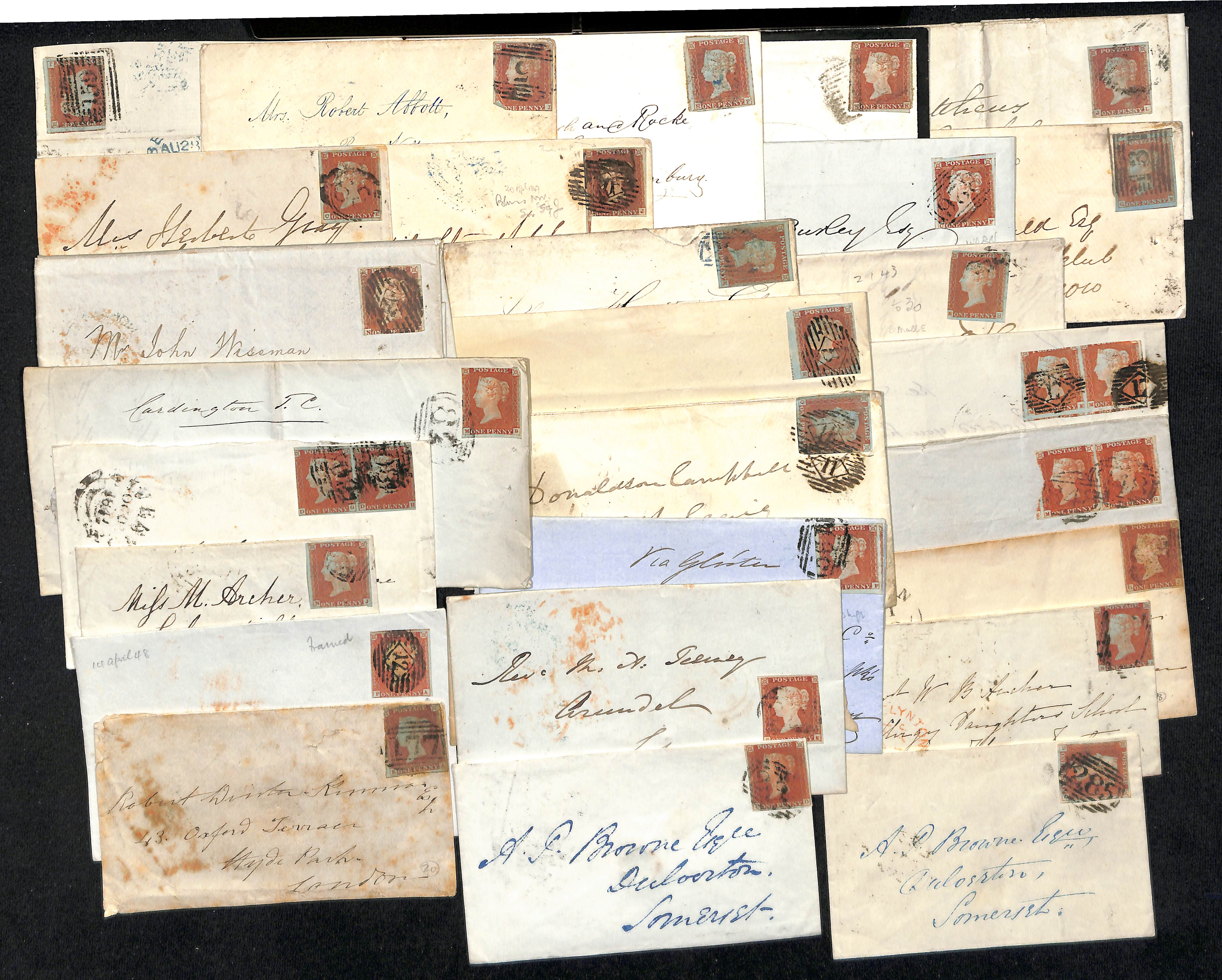 1841-54 Covers, entires and entire letters, also a few fronts and pieces, all bearing imperf 1d - Image 5 of 8