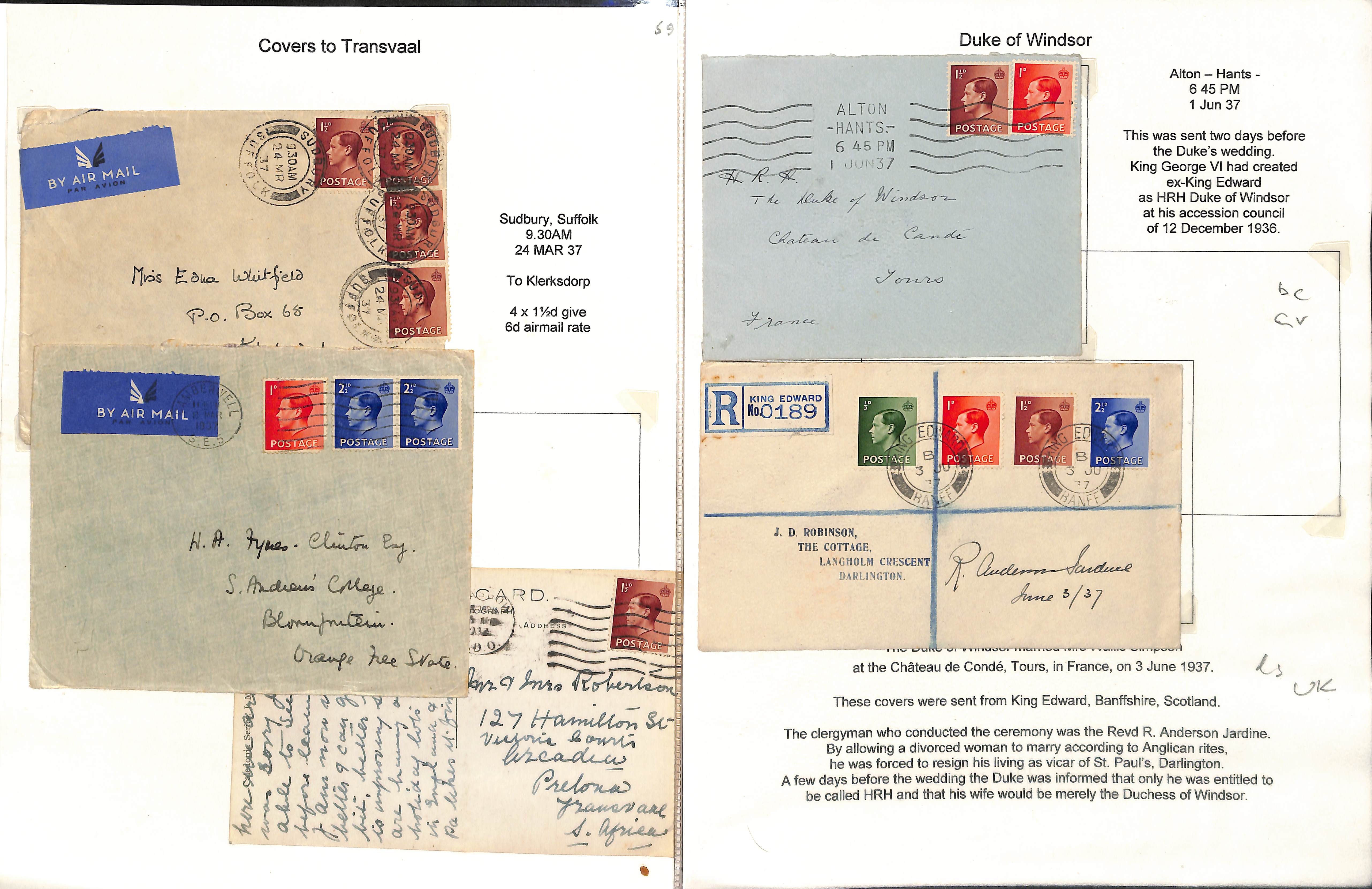 King Edward VIII. 1936-39 Covers and cards bearing KEVIII stamps including First Day Covers (some - Bild 4 aus 20