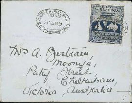 1919 (Nov 12) England to Australia first Aerial Post, cover addressed to "Mrs A. Bertram, Moonya,