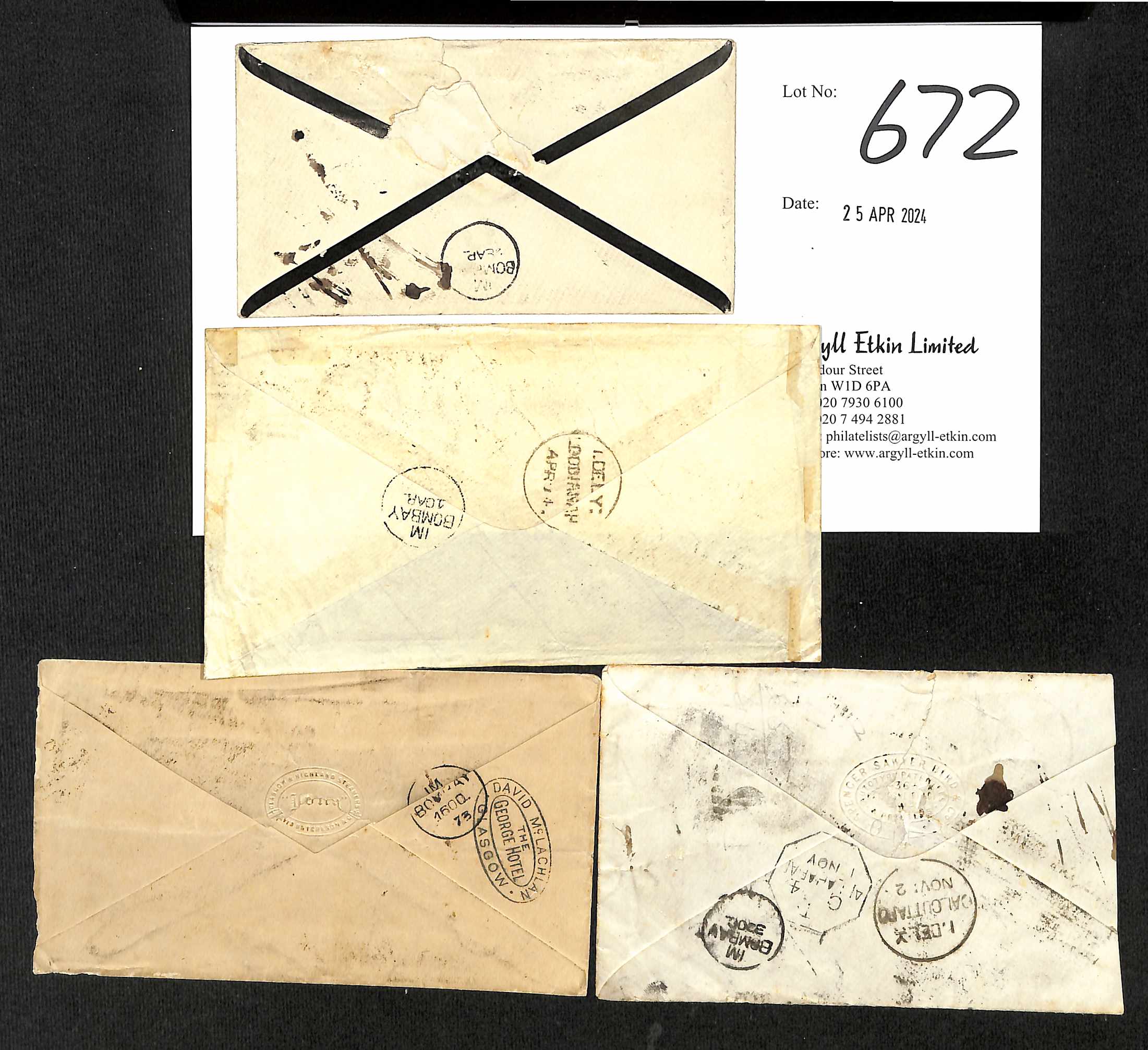 1873-76 Covers sent via Brindisi, charged the deficiency + 9d, with boxed "DEFICIENT POSTAGE / - Image 2 of 2