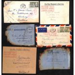 Netherlands - From Australia. 1954 (Mar. 8-12) Covers franked 2/- (2) and 10d aerogrammes (2), one