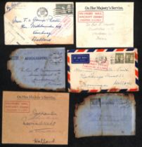 Netherlands - From Australia. 1954 (Mar. 8-12) Covers franked 2/- (2) and 10d aerogrammes (2), one