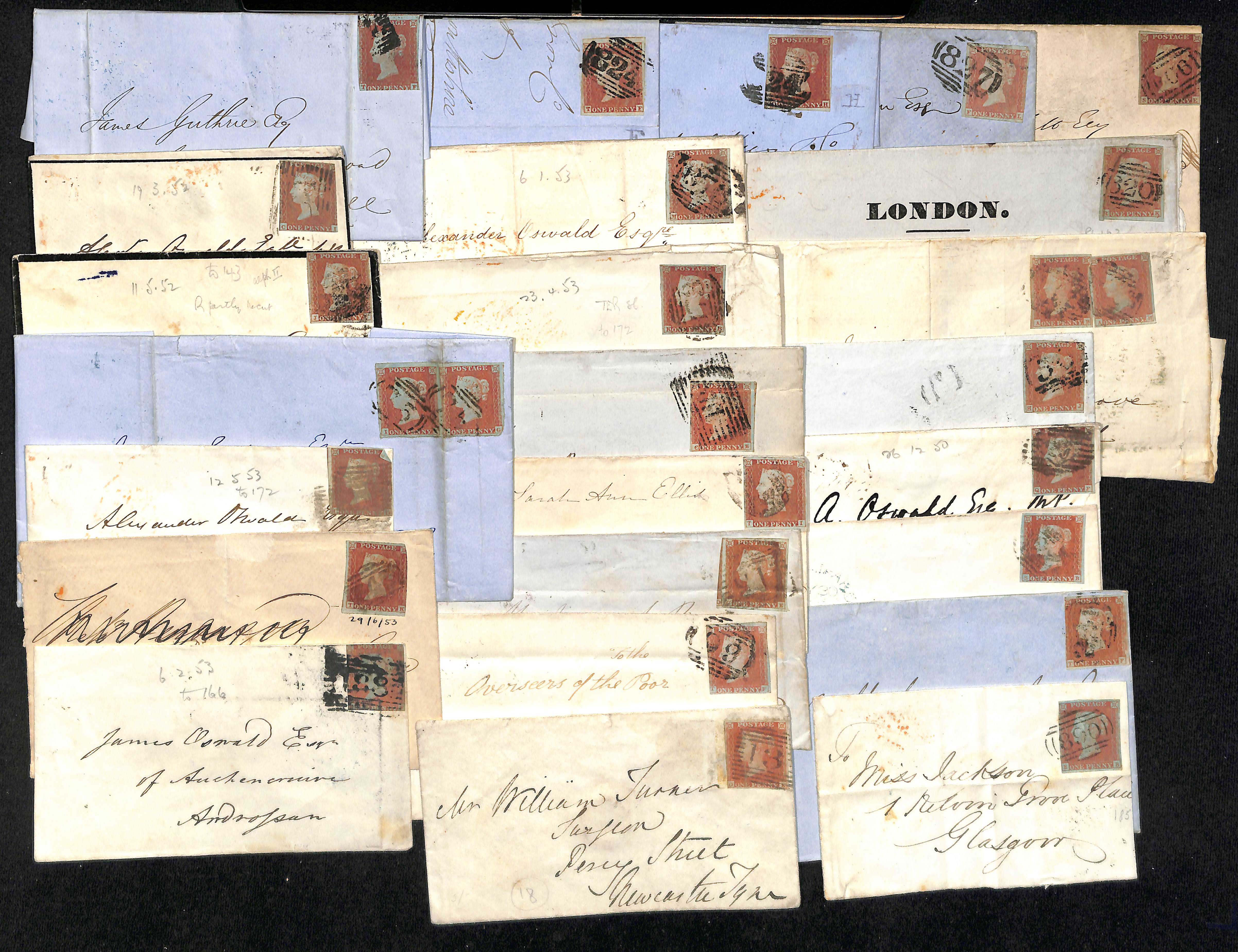 1841-54 Covers, entires and entire letters, also a few fronts and pieces, all bearing imperf 1d - Image 4 of 8