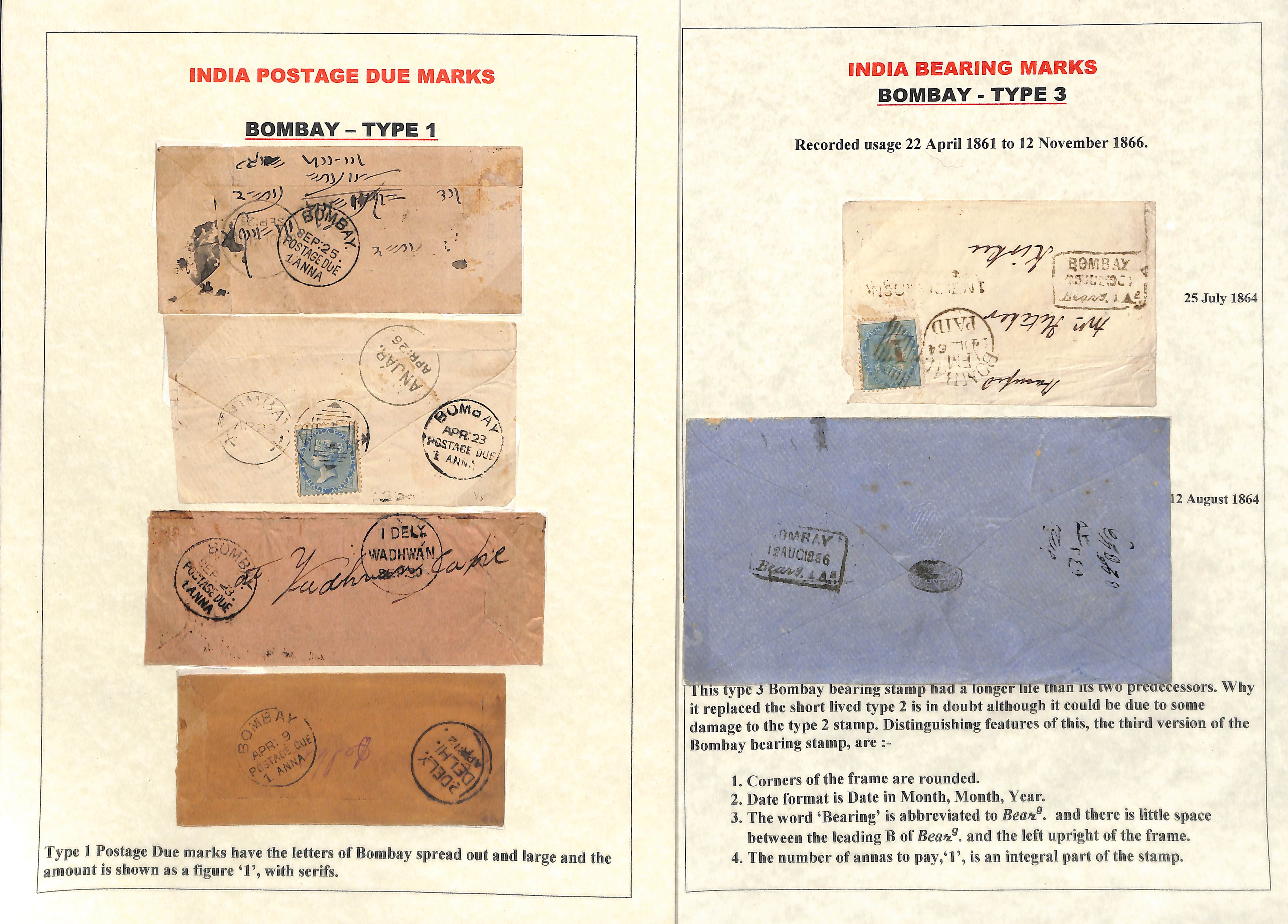 Bombay. 1860-1901 Covers with Bombay Postage Due or Bearing handstamps, the study of types with - Image 7 of 8