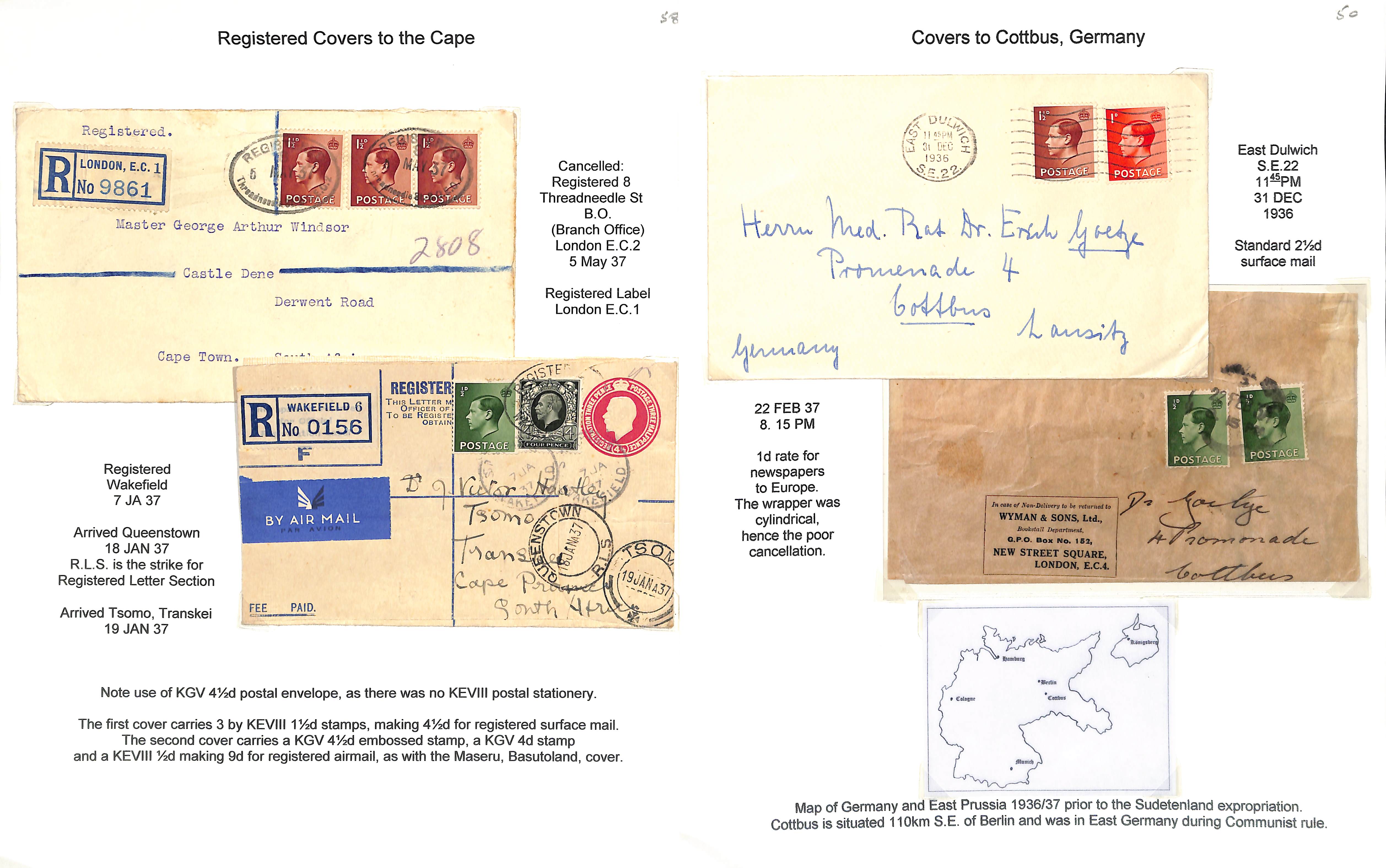 King Edward VIII. 1936-39 Covers and cards bearing KEVIII stamps including First Day Covers (some - Bild 5 aus 20