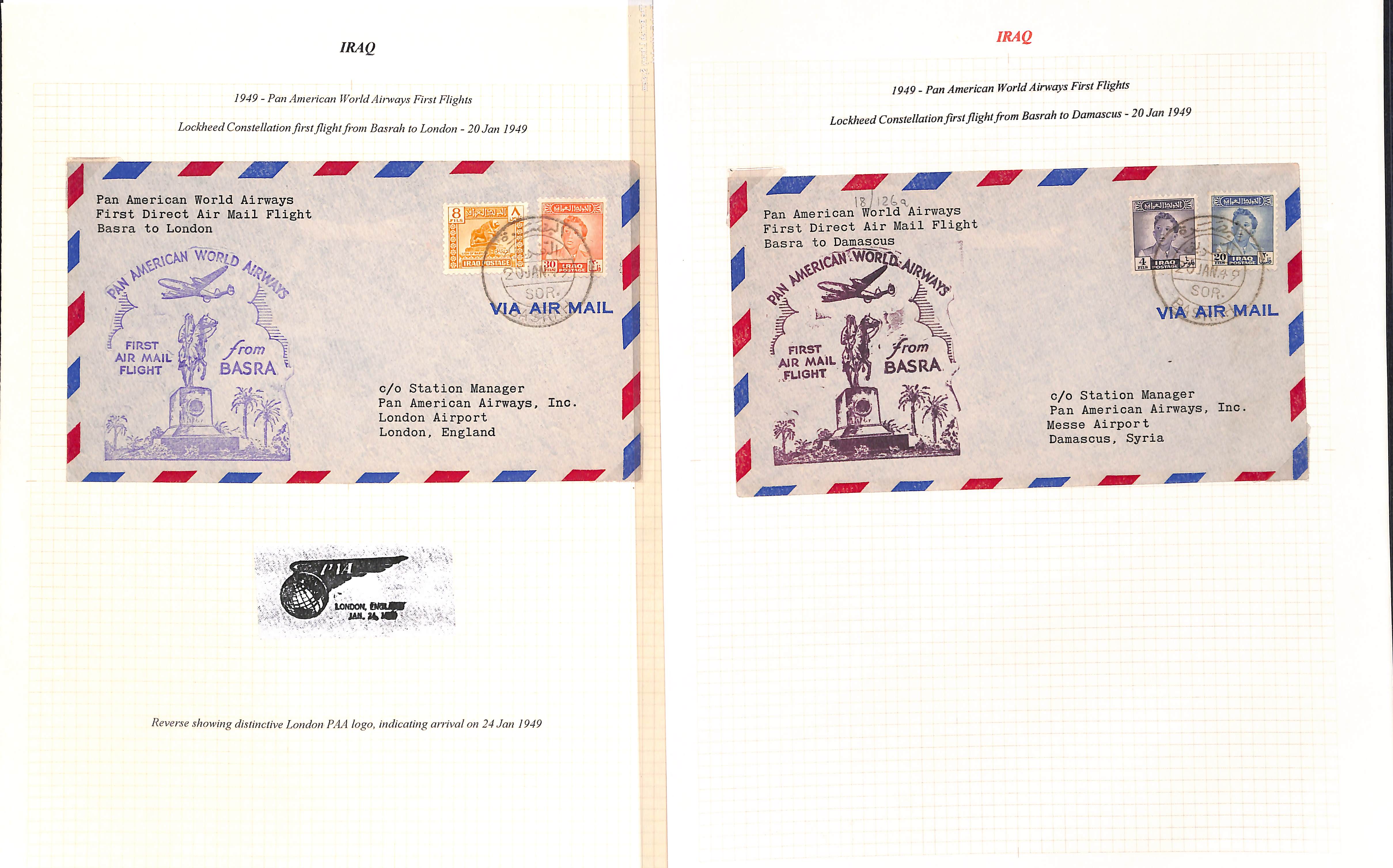 Air Mails. 1932-57 First flight covers from or to Baghdad or Basrah, including scarce 1932 (Oct 4) - Image 5 of 8