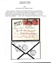 1908 (Mar 27) Cover from Glasgow to Miss A.E Robertson on Christmas Island, franked 3d with boxed "