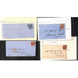1854-80 Covers with 1d reds, comprising 1854-57 issues on blued paper (56), 1857-63 issues on