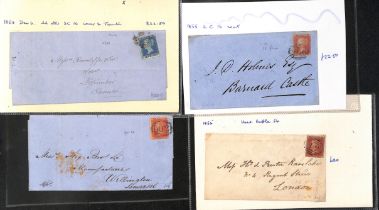 1854-80 Covers with 1d reds, comprising 1854-57 issues on blued paper (56), 1857-63 issues on