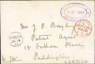 1892 (June 13) Stampless cover to London initialled by the Governor, W. Grey-Wilson, with violet