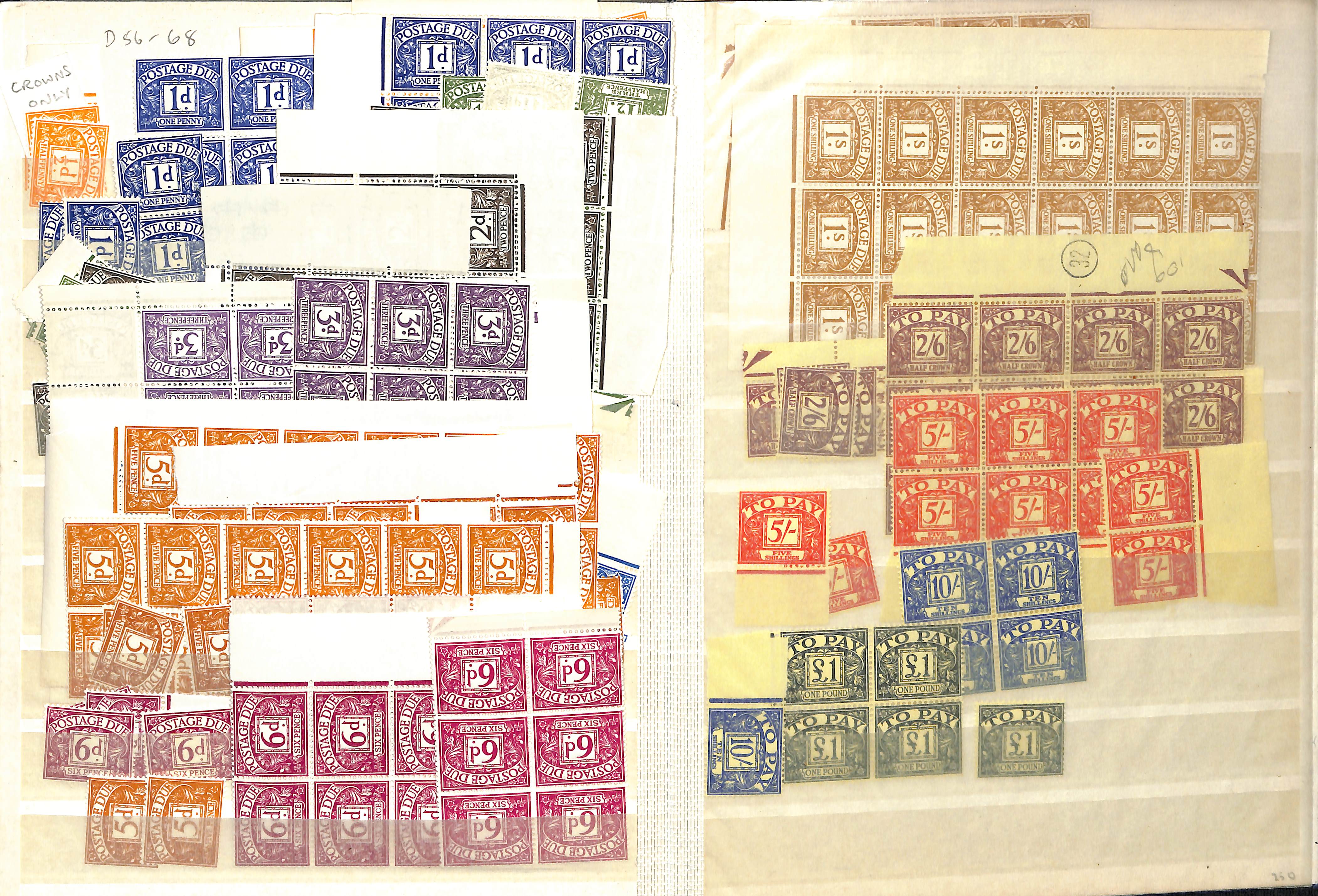 1914-69 Unmounted mint postage dues in a stockbook with many Controls, some watermark varieties, - Image 7 of 9