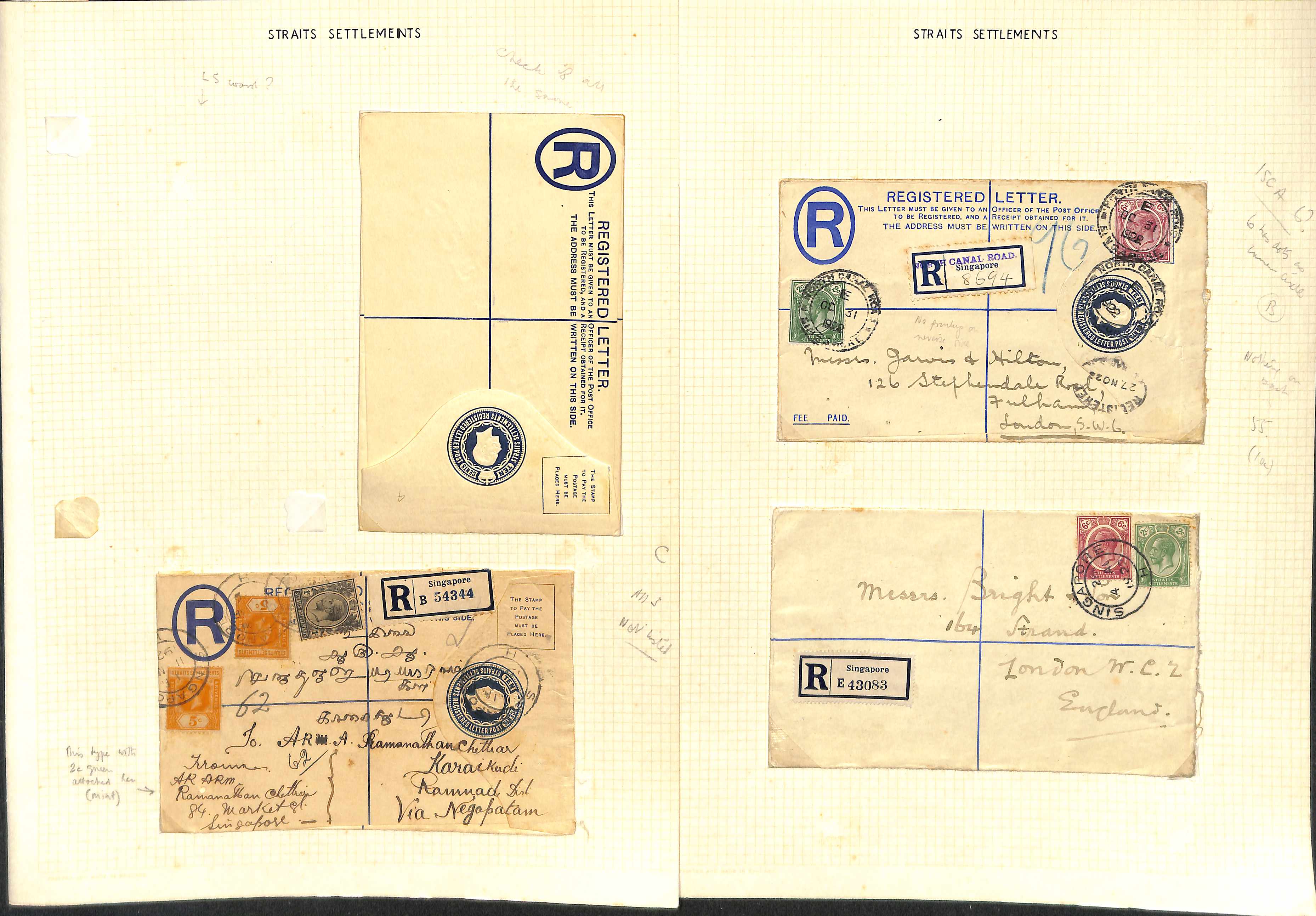 1912-25 KGV 10c Registration envelopes, stamps in blue or ultramarine, comprising size F Specimen, - Image 3 of 5