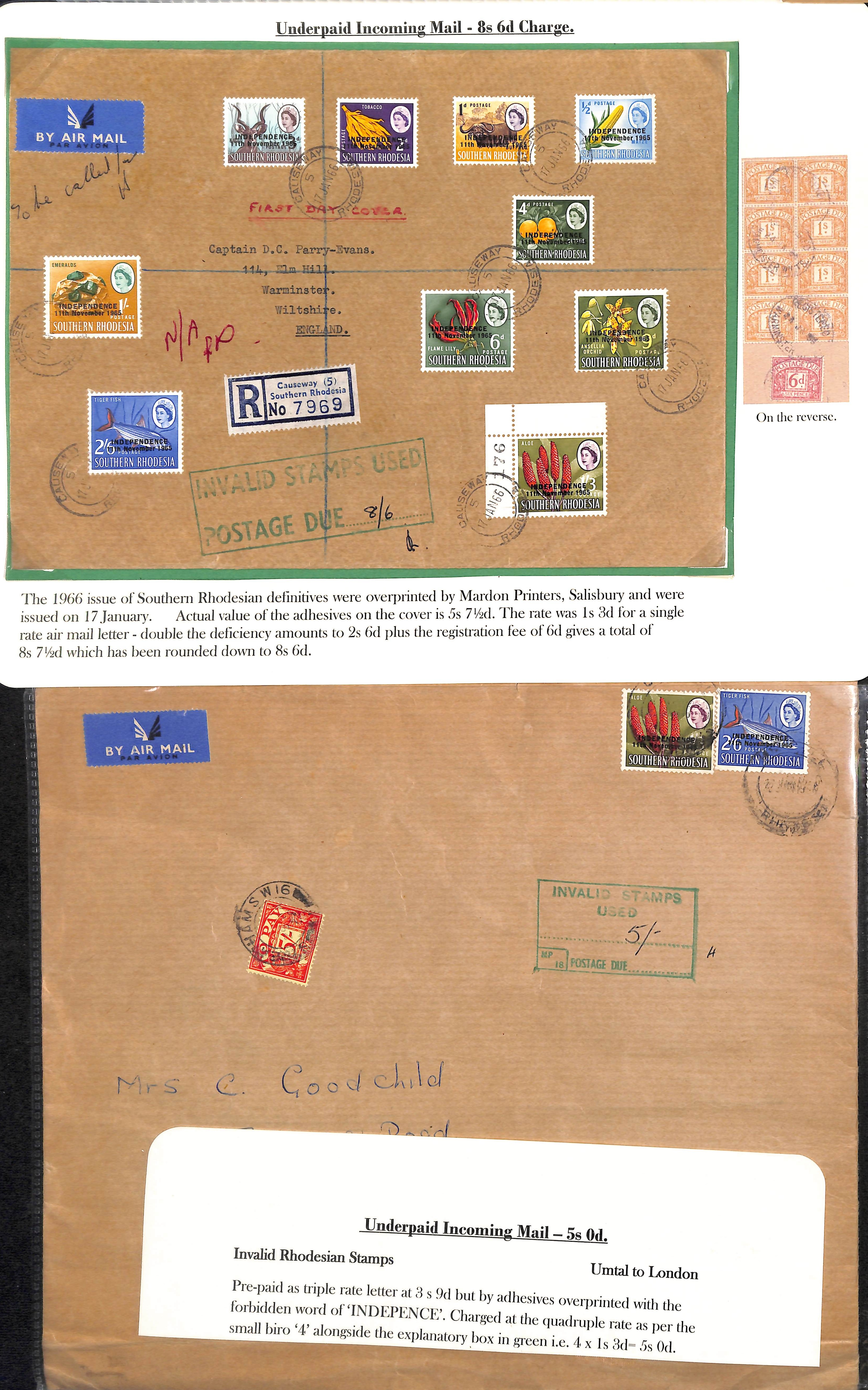 Invalid Stamps. 1893-1970 Covers and cards including 1895 cover with a disallowed 1d lilac bisect,