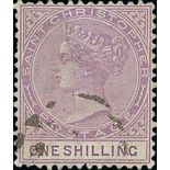 1886-90 Crown CA 1/- mauve, variety watermark inverted, used, scarce. S.G. 20w, £250. Photo on