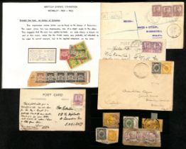 British Empire Exhibition. 1923-25 Covers (2), cards (2), pieces and stamps, including circular "