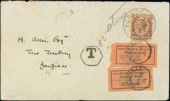1931 (Mar 10) Cover from Entebbe, Uganda, to H. Alley at The Treasury, Zanzibar, franked 1c,