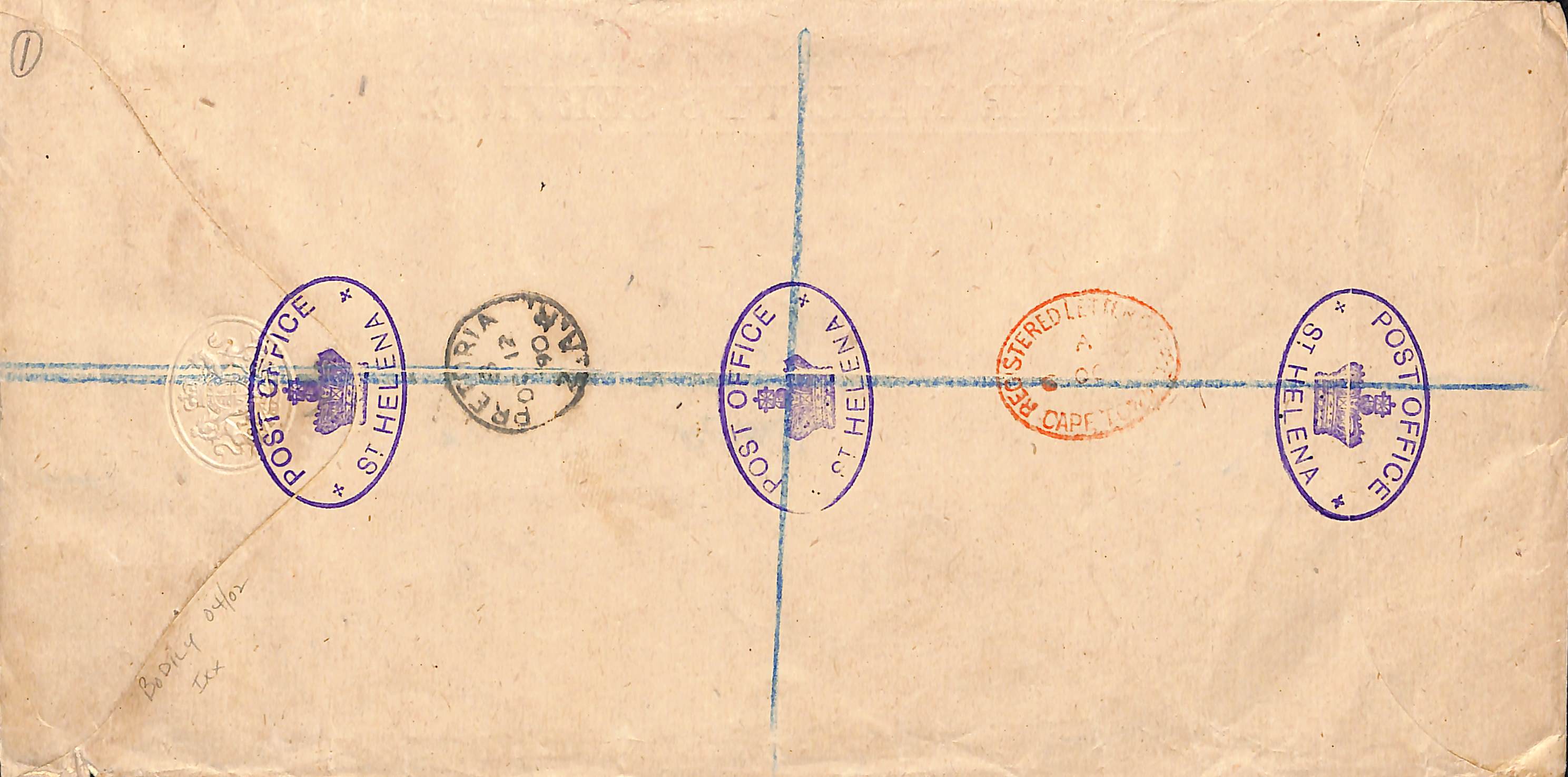 1890 (Sep 23) Large registered O.H.M.S cover to Emil Tamsen in the Transvaal bearing 5/- orange + - Image 2 of 2