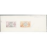 1958 QEII 6d Unadopted stamp size handpainted essays in black ink and watercolour, depicting the