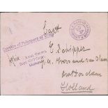 Sholapur. c.1918 Stampless cover to Holland with censor label on reverse, and a Prisoners of War