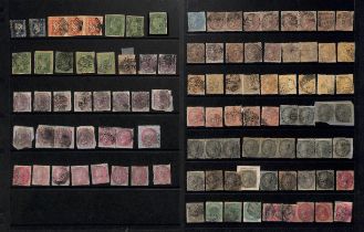 1854-65 Stamps cancelled octagonal "B/172" of Singapore including 1854 ½a (2), 1a strip of three, 2a