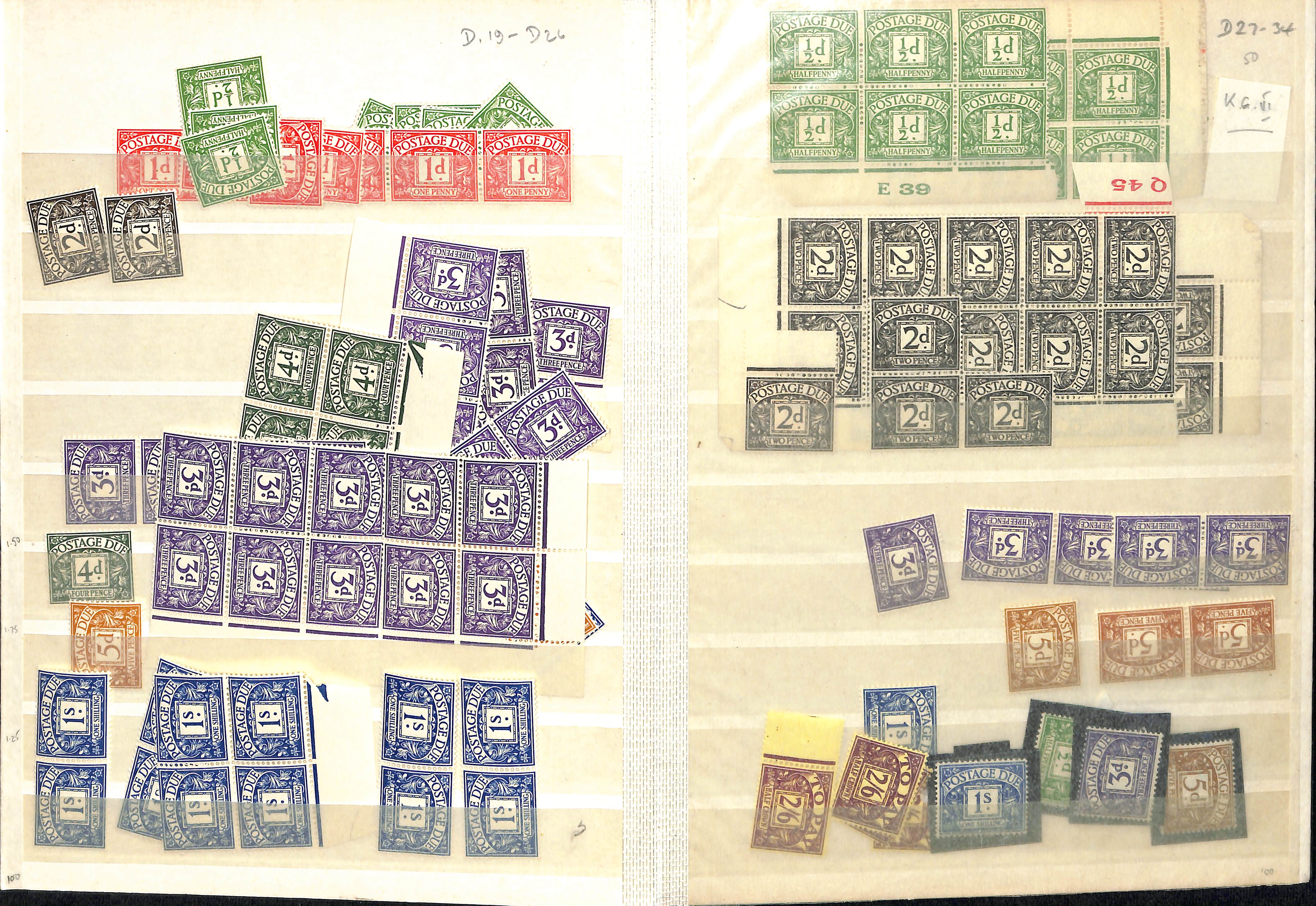 1914-69 Unmounted mint postage dues in a stockbook with many Controls, some watermark varieties, - Image 4 of 9