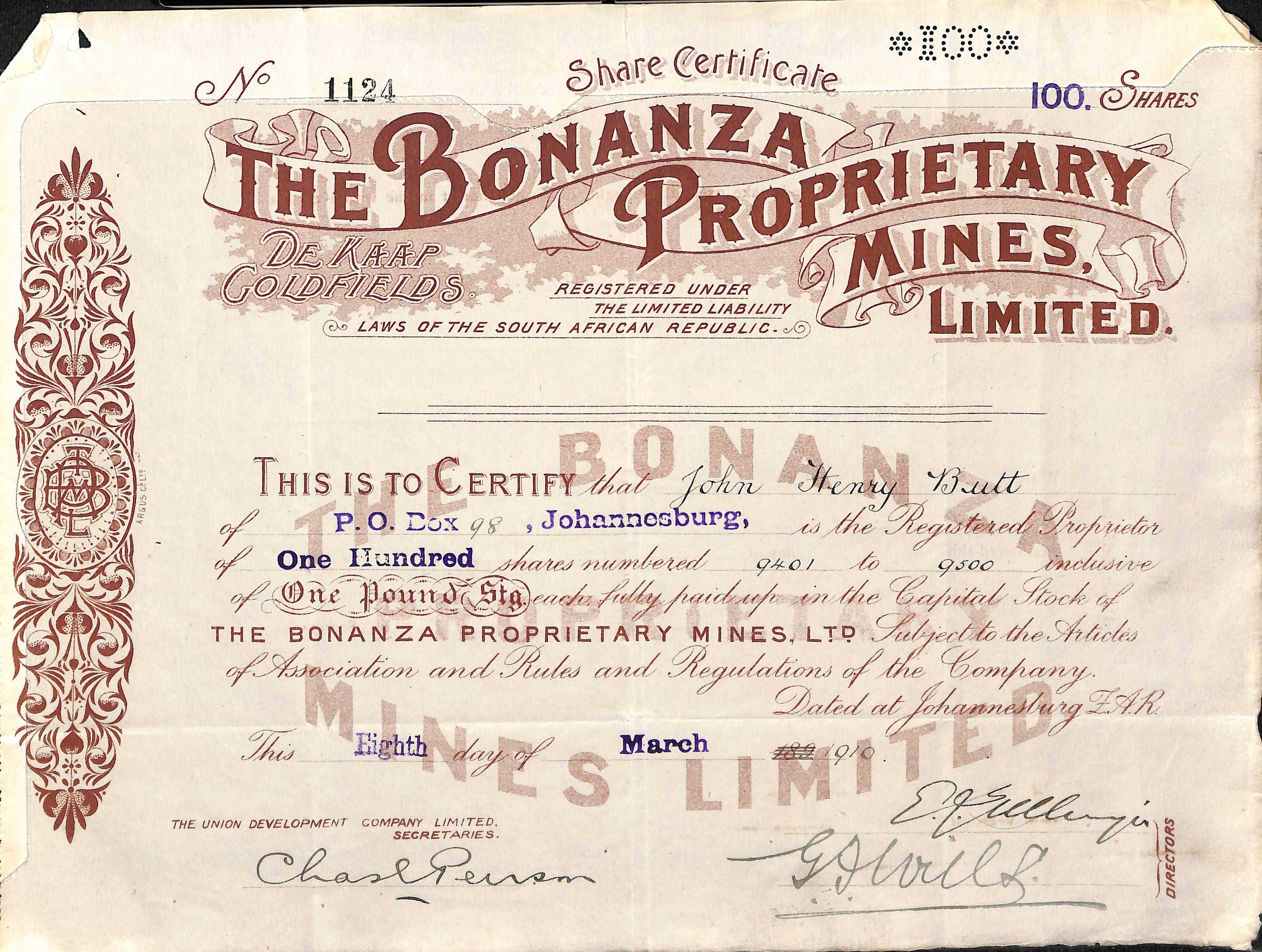 1886-1938 Covers and ephemera with Rhodesia 1901 Certificate of Transfer of a mining claim - Image 5 of 9