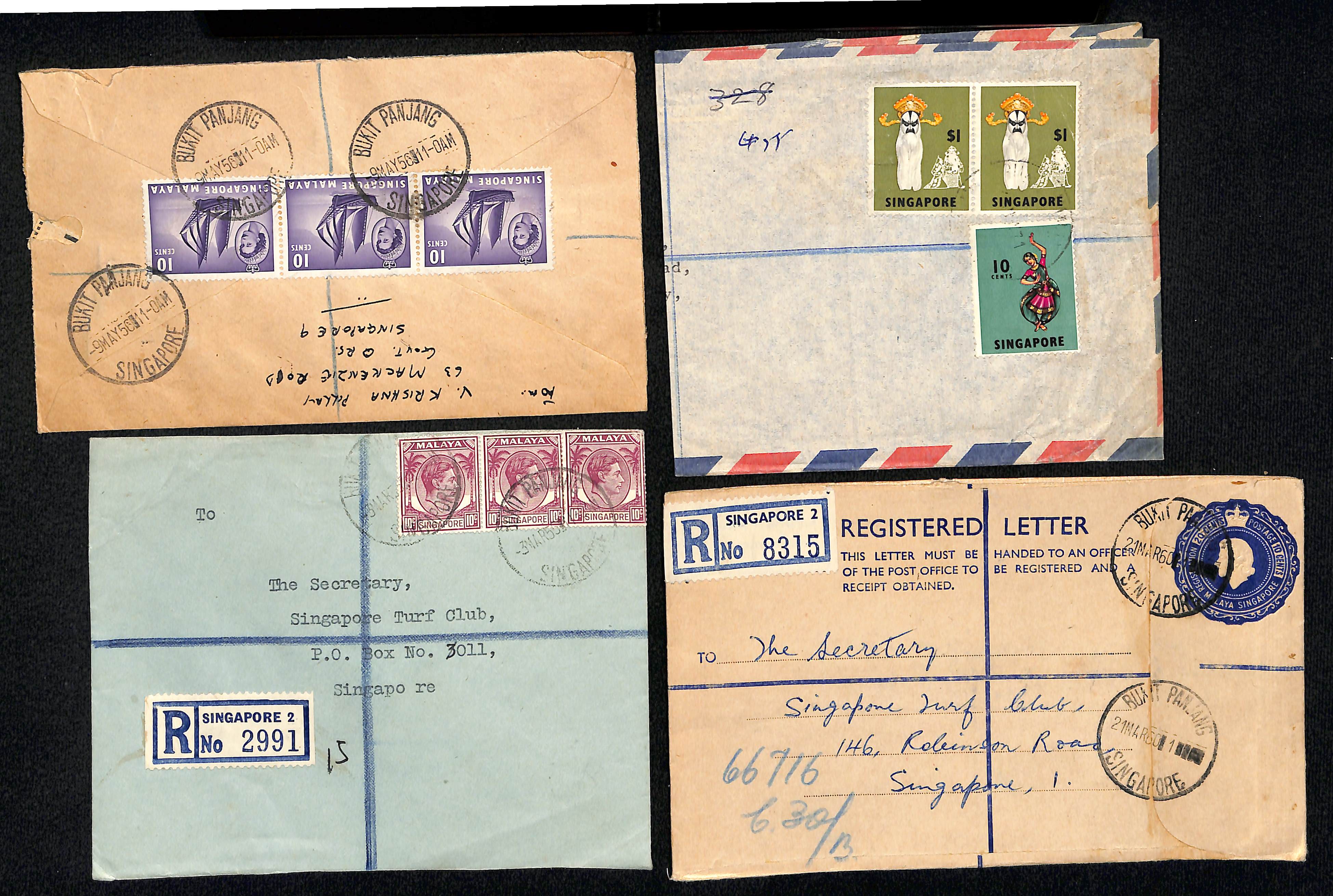 Bukit Panjang. 1940-71 Covers including 1940-41 covers to England or India, 1941 arrival c.d.s on - Image 2 of 2