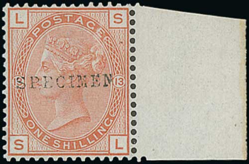 1864-80 Specimen stamps, the selection including 1864 1d red plate 146, 1867 9d straw, 1876 2½d rosy - Image 4 of 6
