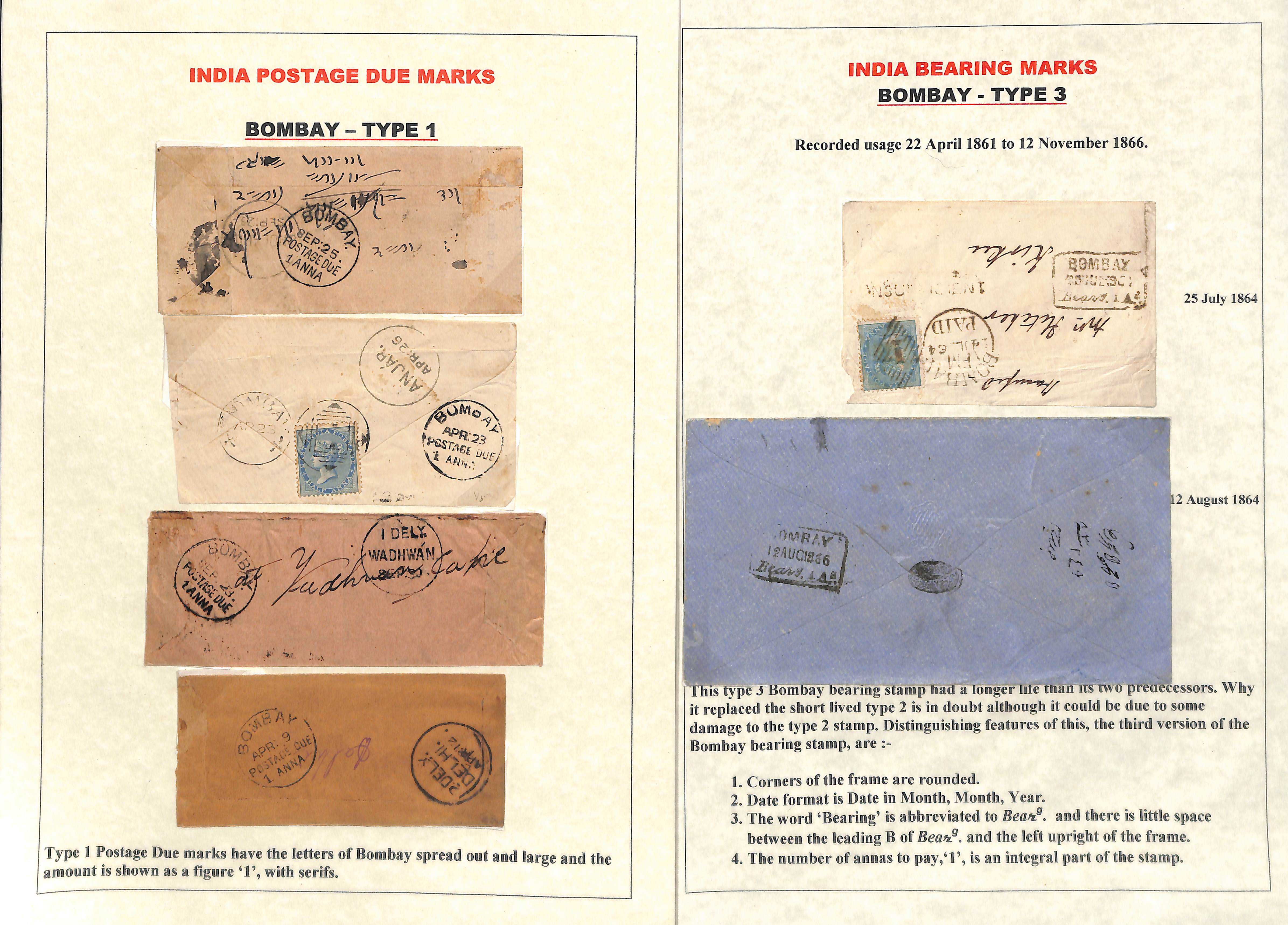 Bombay. 1860-1901 Covers with Bombay Postage Due or Bearing handstamps, the study of types with - Image 8 of 8