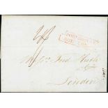 1828 (Sep 8) Entire letter from G.W Janisch in St. Helena to Huth in London with red "PORTSMOUTH /