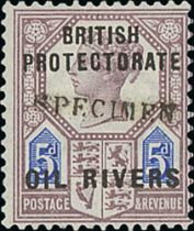1892 ½d - 1/- set of six handstamped "SPECIMEN", superb colours, exceptionally fine mint. Also Niger