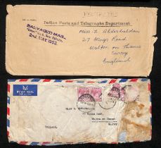 1953 (May 1) Cover from Singapore to G.B., soiled and edge faults, enclosed within an Indian Posts