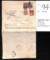 1877 Linen backed wrapper "From Peter Robinson, Oxford St., London W - Please use this wrapper (