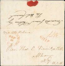 Singapore. 1839 (May 15) Entire letter from Singapore to Albany, N.Y endorsed "Via St. Helena",