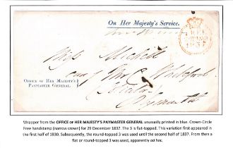 Paymaster General. 1837 (Dec 29) Lettersheet with "On Her Majesty's Service" heading and "OFFICE