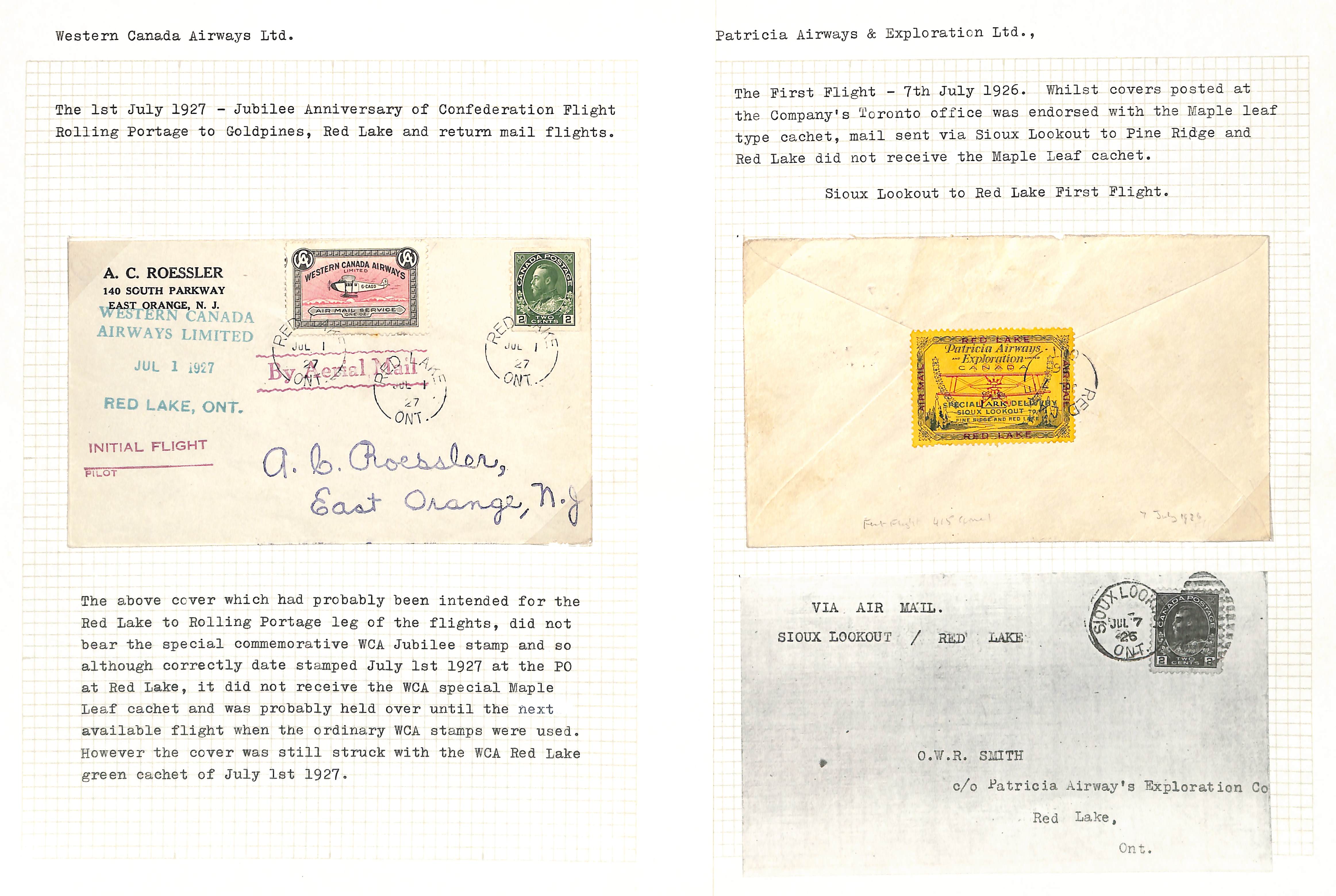 Air Mails. 1924-28 Covers bearing semi-official airways stamps, including 1924 "First Saskatchewan - Image 3 of 8