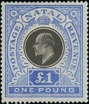 Natal. 1902-08 Mainly mint selection including 1902 £1, 1908-09 10/-, also £10 (creased) expertly