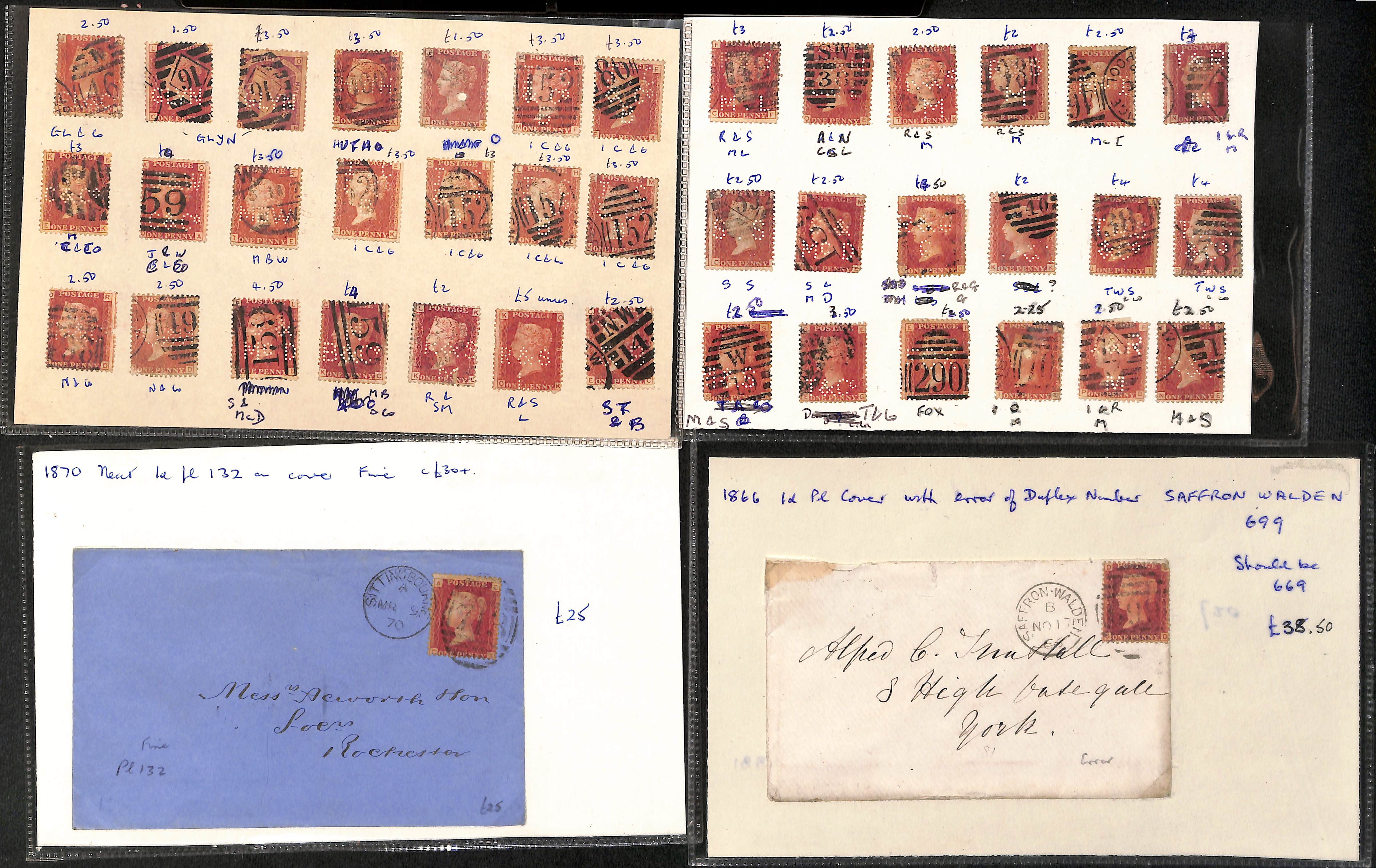 1854-80 Covers with 1d reds, comprising 1854-57 issues on blued paper (56), 1857-63 issues on - Bild 4 aus 5