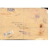 1954 (Jan. 8) Large registered cover from Singapore to London with "DAMAGED IN COMET / AIRCRAFT